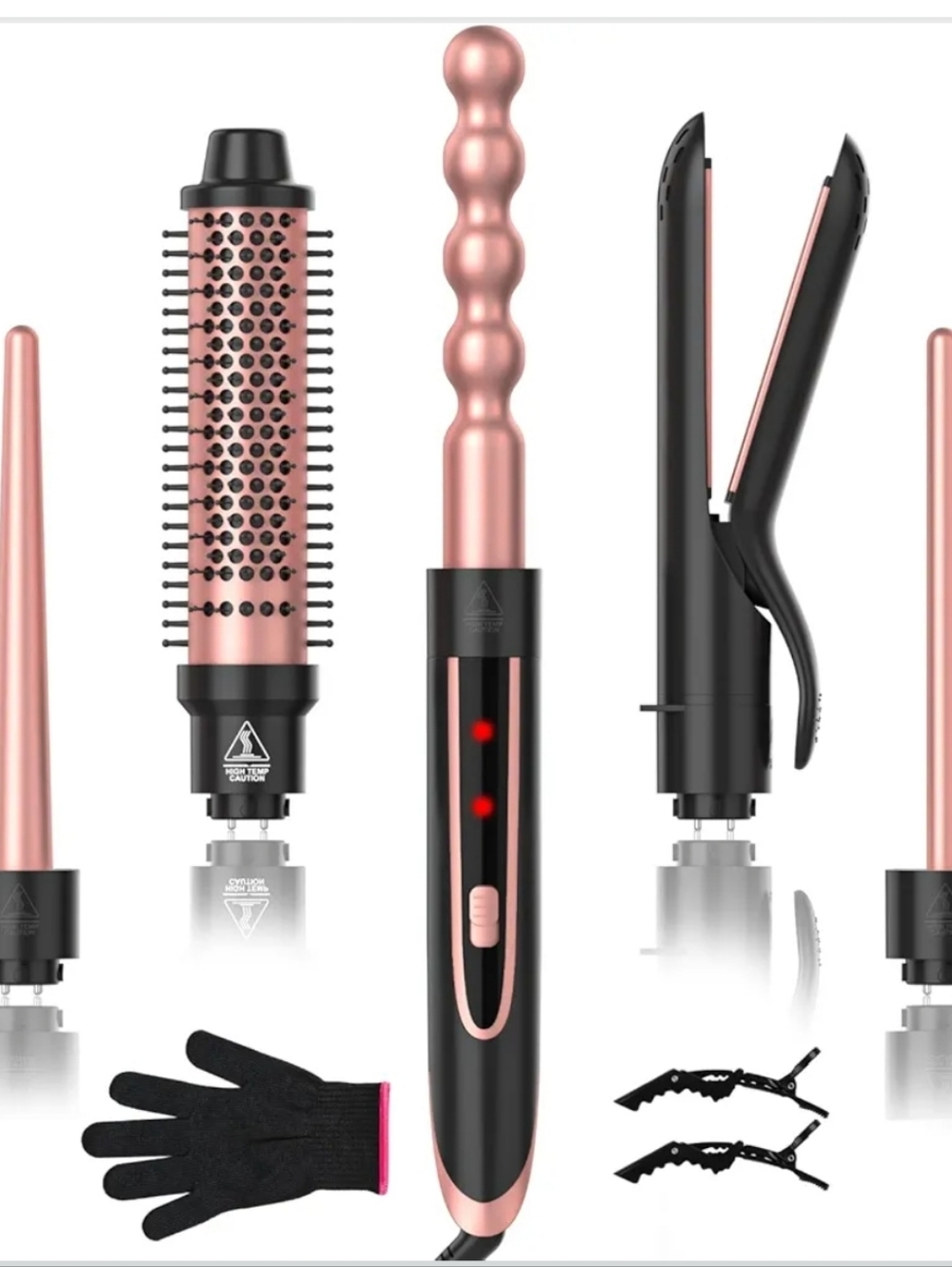 5-in-1 Rose Gold and Black Hair Styler Set